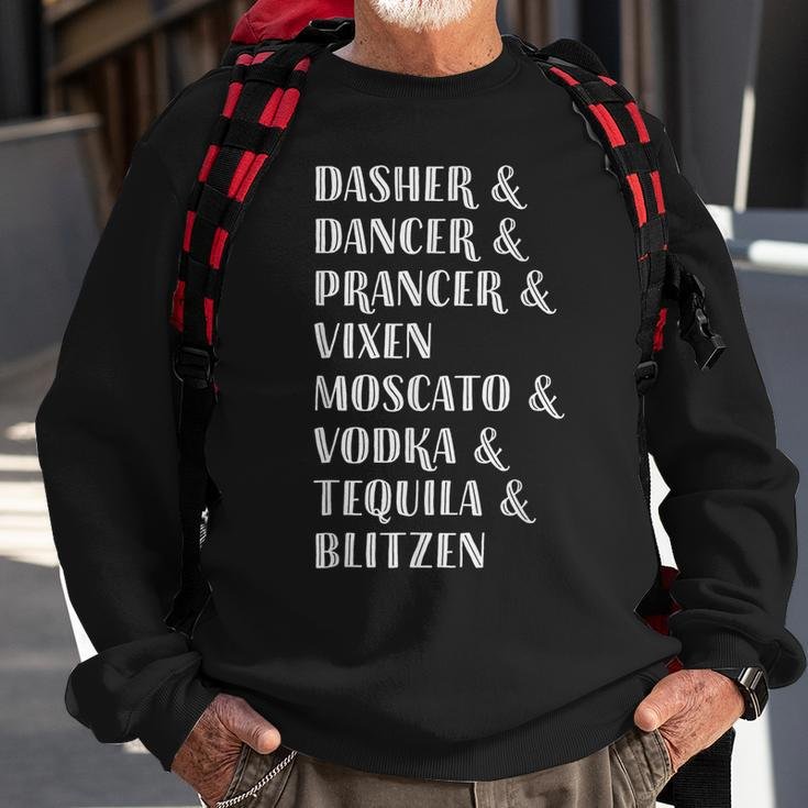Holiday Cheer Gifts Reindeer And Alcohol Names Sweatshirt Gifts for Old Men