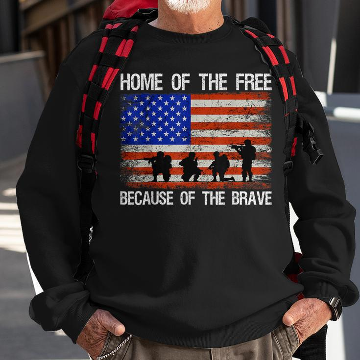 Home Of The Free Because Of The Brave Veteran American Flag Sweatshirt Gifts for Old Men