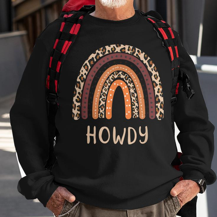 Howdy Cowgirl Leopard Boho Rainbow Womens Sweatshirt Gifts for Old Men