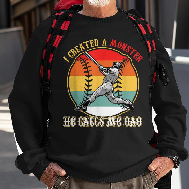 I Created A Monster He Call Me Dad Baseball Fathers Day Sweatshirt Gifts for Old Men
