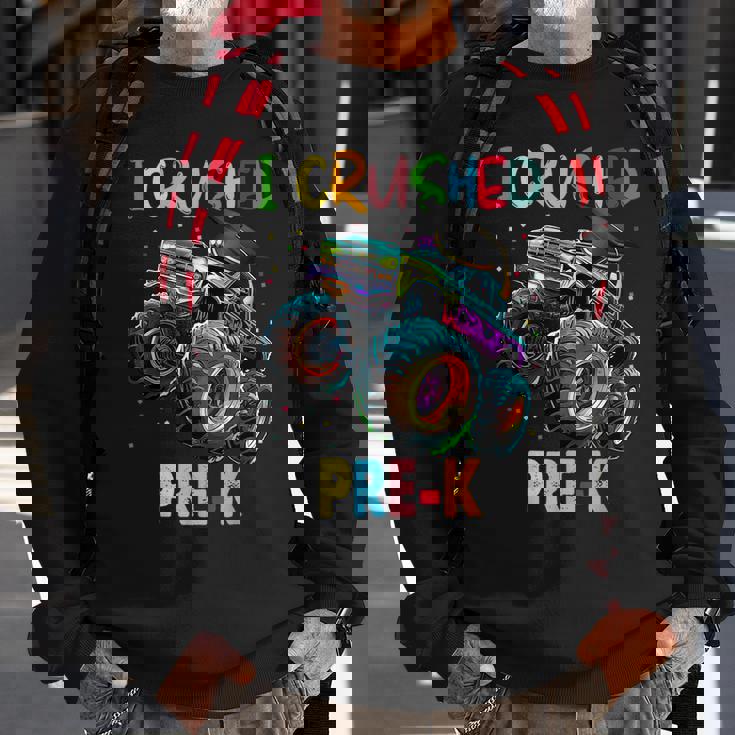 I Crushed Pre-K Graduation Boys Monster Truck Sweatshirt Gifts for Old Men