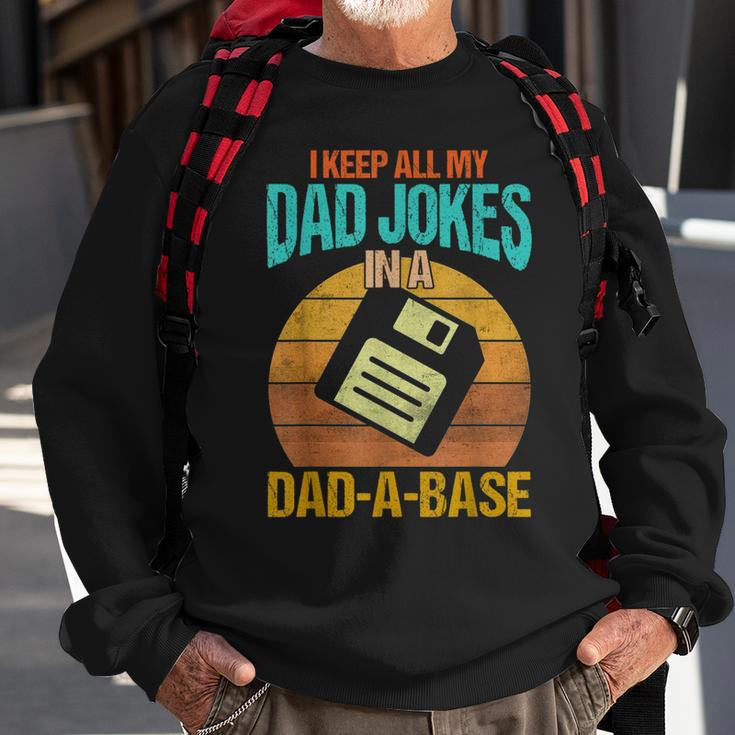 I Keep All My Dad Jokes In A Dad-A-Base Vintage Fathers Day Sweatshirt Gifts for Old Men