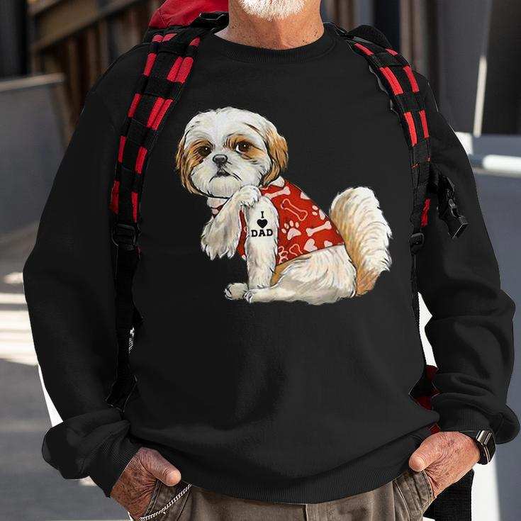 I Love Dad Tattoo Shih Tzu Dad Funny Fathers Day Gift Sweatshirt Gifts for Old Men