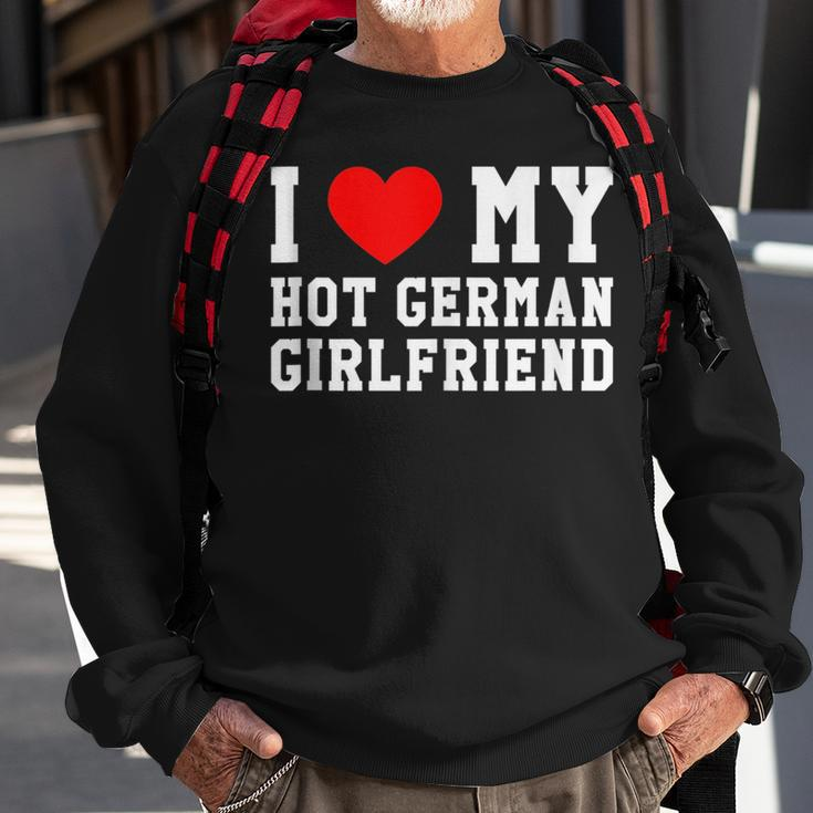 I Love My Hot German Girlfriend Red Heart Sweatshirt Gifts for Old Men