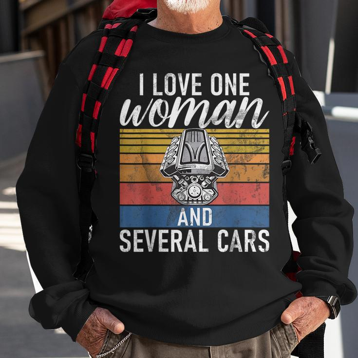 I Love One Woman And Several Cars Muscle Car Cars Funny Gifts Sweatshirt Gifts for Old Men