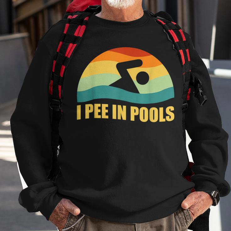 I Pee In Pools Retro Vacation Humor Swimming I Pee In Pools Sweatshirt Gifts for Old Men
