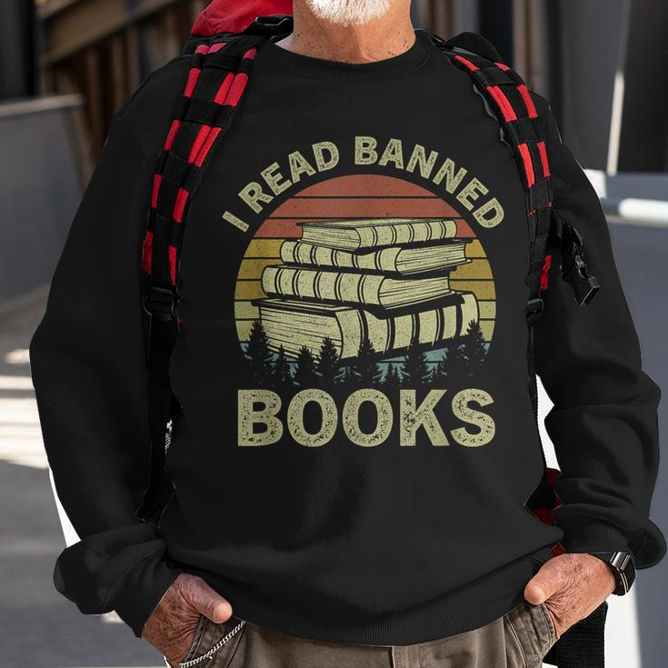 I Read Banned Books Lovers Vintage Funny Book Readers Sweatshirt Gifts for Old Men