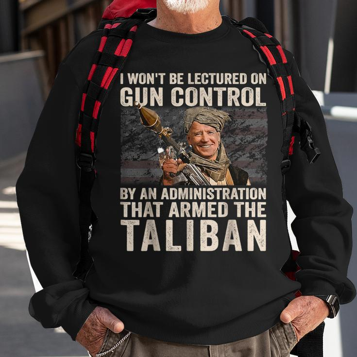 I Wont Be Lectured On Gun Control Funny Biden Taliban Gun Funny Gifts Sweatshirt Gifts for Old Men
