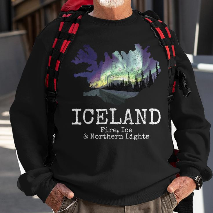 Iceland Map Fire Ice Northern Light Icelandic Souvenir Sweatshirt Gifts for Old Men