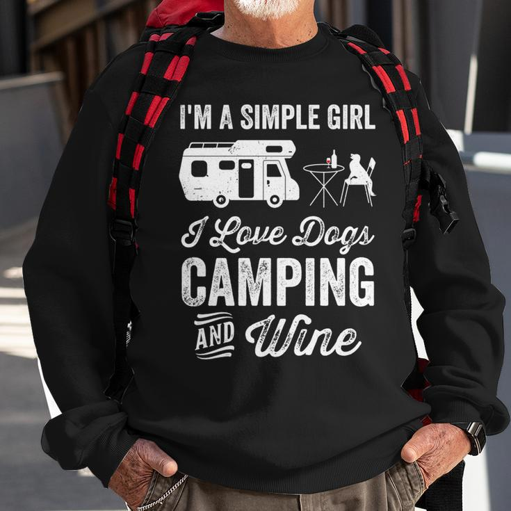 Im A Simple Girl Love Dogs Camping And Wine Camper Gifts Sweatshirt Gifts for Old Men