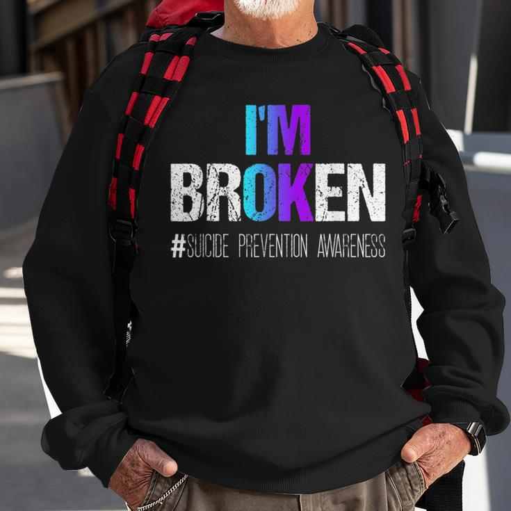 Im Broken Teal & Purple Ribbon Suicide Prevention Awareness Suicide Funny Gifts Sweatshirt Gifts for Old Men