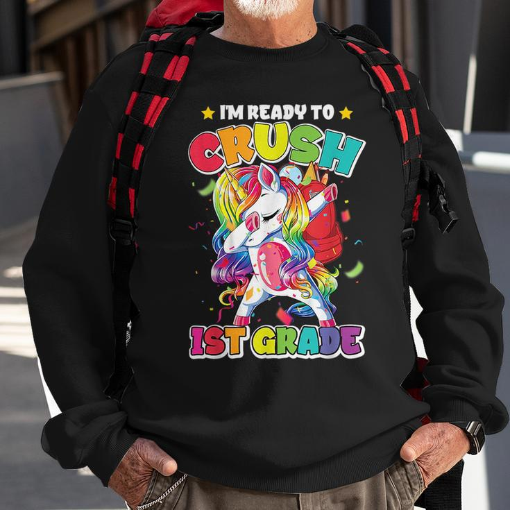 Im Ready To Crush First Grade Unicorn First Day Of School Unicorn Funny Gifts Sweatshirt Gifts for Old Men