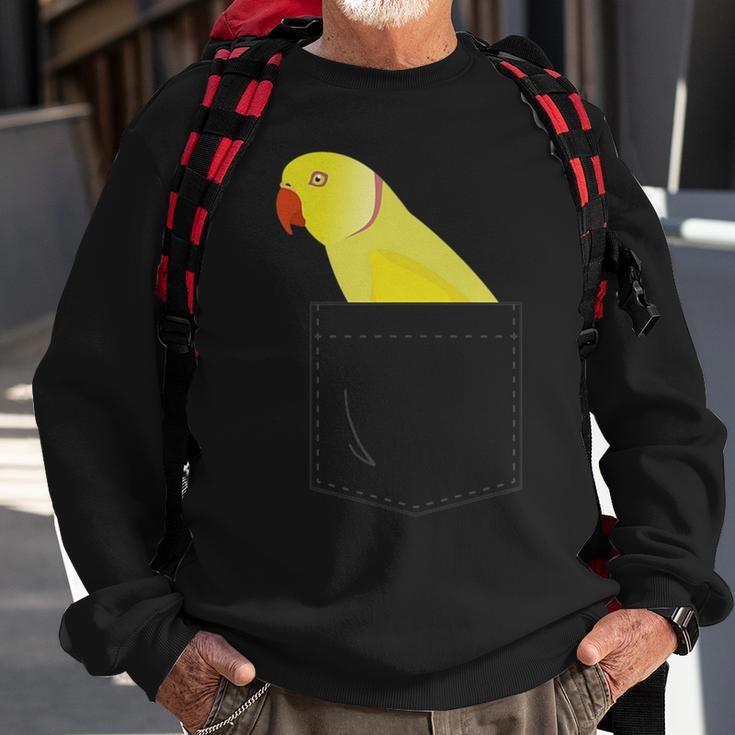 Indian Ringneck Parakeet Yellow Parrot Fake Pocket Sweatshirt Gifts for Old Men