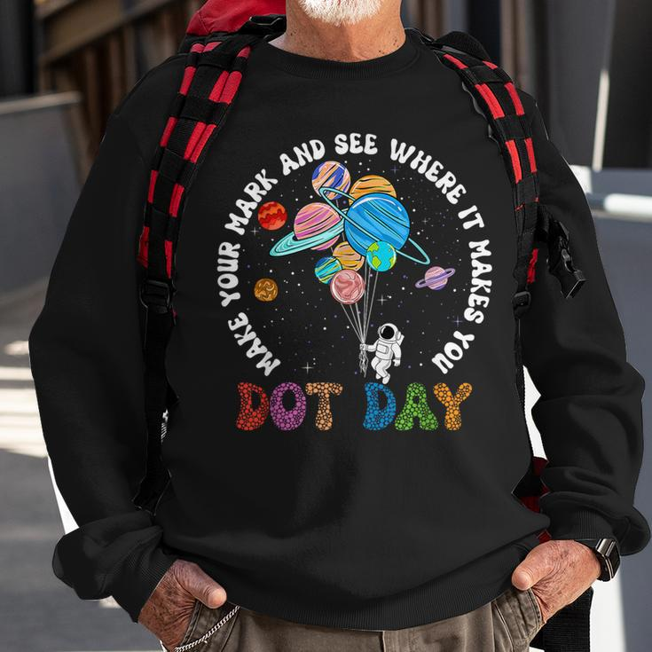 International Dot Day Make Mark Astronaut Planet Polka Dot Sweatshirt Gifts for Old Men