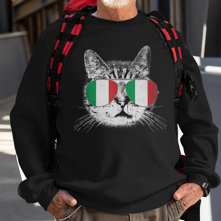 Italian Italy Flag Country Roots Cat Lover Pride Gift Family Sweatshirt Gifts for Old Men