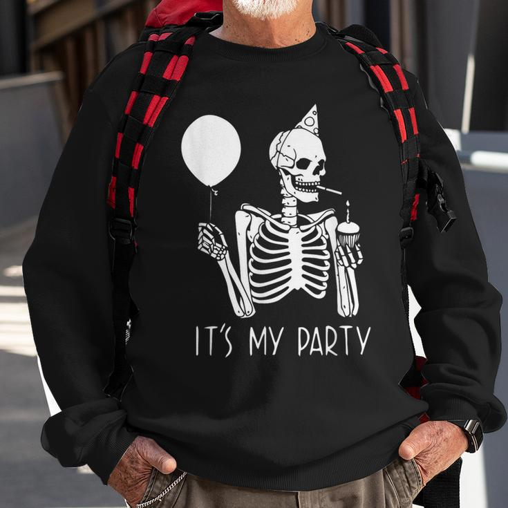 Its My Party Lazy Halloween Costume Skeleton Skull Birthday Sweatshirt Gifts for Old Men
