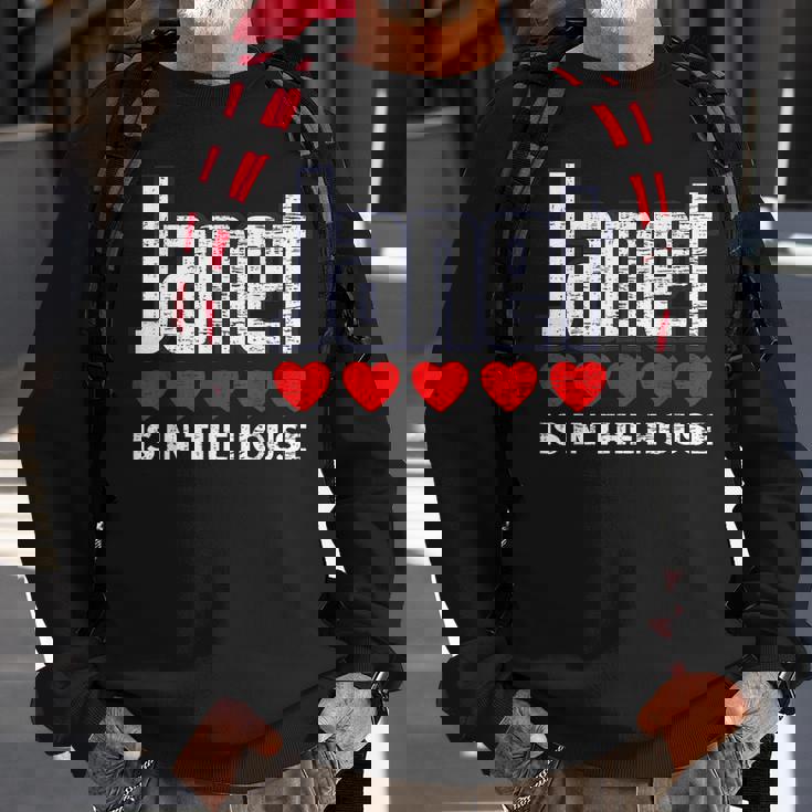 Janet Is In The House Retro Hearts First Name Love Janet Sweatshirt Gifts for Old Men