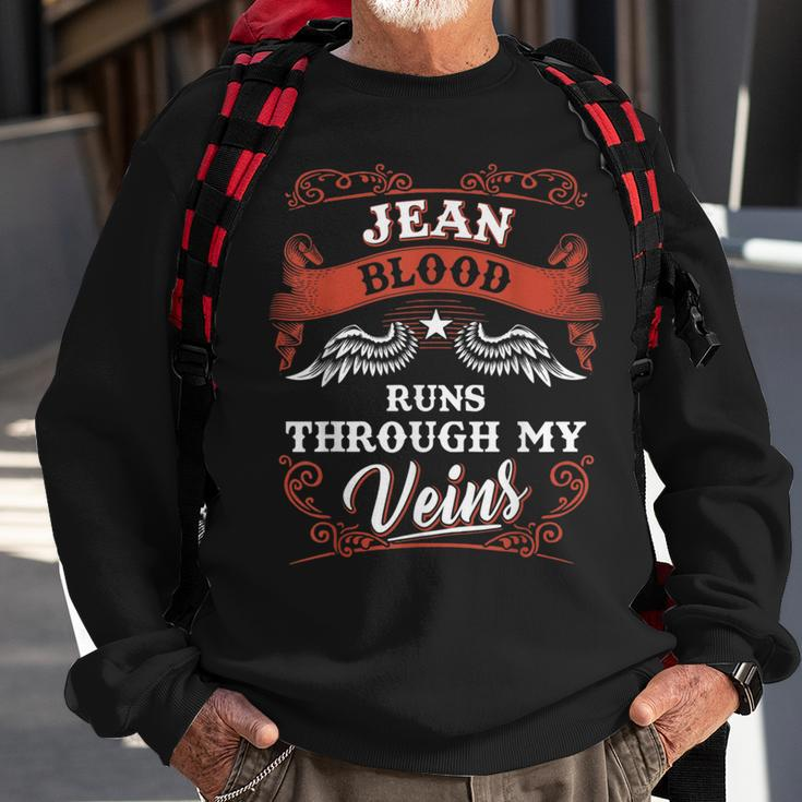 Jean Blood Runs Through My Veins Family Christmas Sweatshirt Gifts for Old Men