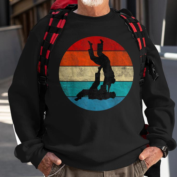 Jiu Jitsu Player Silhouette Vintage Retro Sunset Sweatshirt Gifts for Old Men