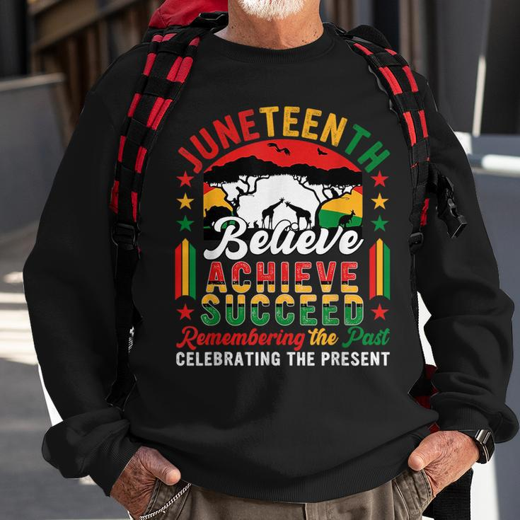 Junenth Believe Achieve Succeed Remembering Celebrating Sweatshirt Gifts for Old Men