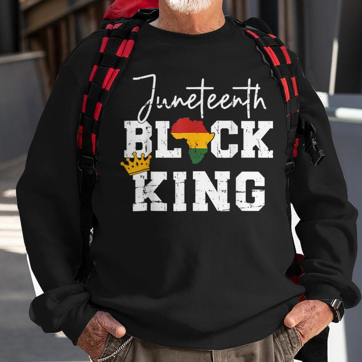 Junenth Black King With Pan African Map Flag Men Boys Sweatshirt Gifts for Old Men