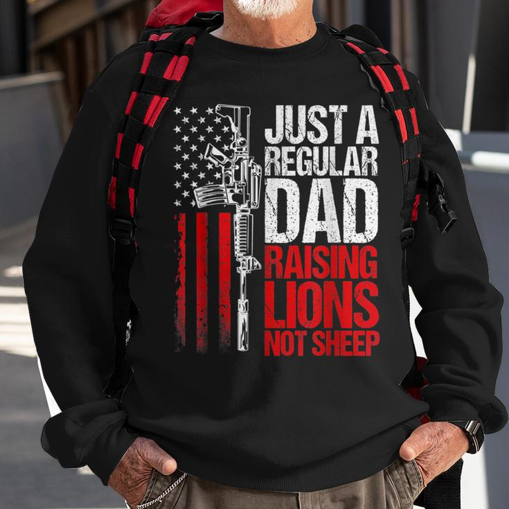Just A Regular Dad Raising Lions Us Patriot Not Sheep Mens Sweatshirt Gifts for Old Men