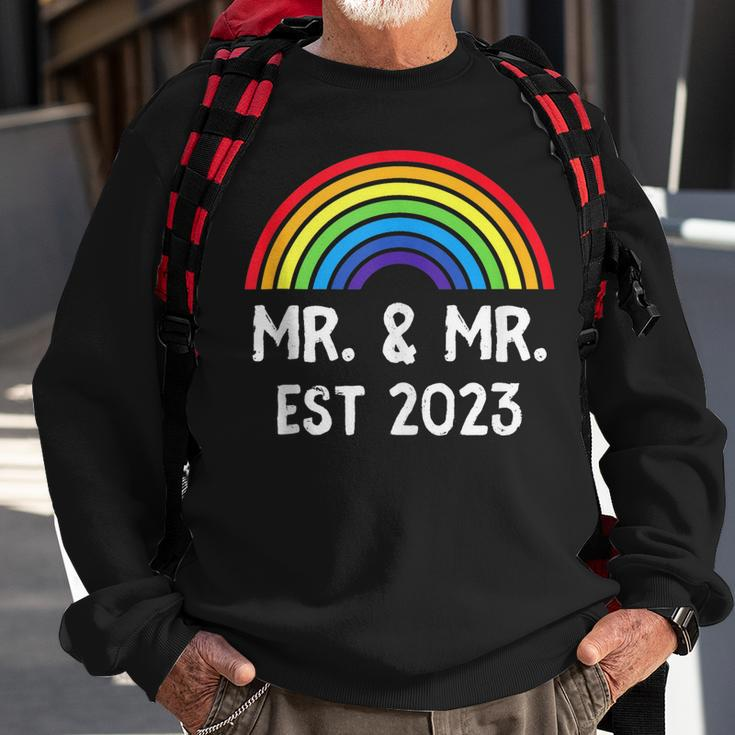 Just Married Engaged Lgbt Gay Wedding Mr And Mr Est 2023 Sweatshirt Gifts for Old Men
