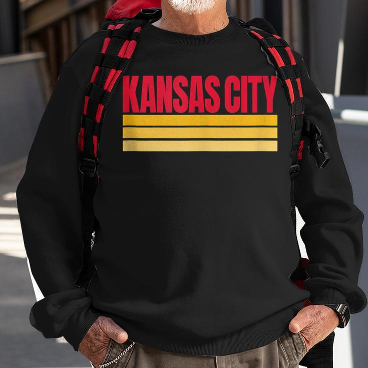 Kansas City Red Yellow Retro Striped Hometown Kansas City Kc Sweatshirt Gifts for Old Men
