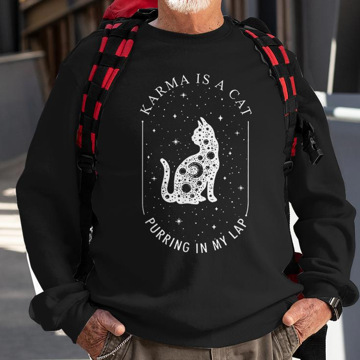 Karma Is A Cat Purring In My Lap Sweatshirt Gifts for Old Men