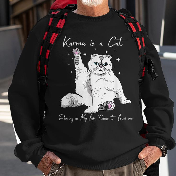 Karma-Is A Cat-Purring In My-Lap-Cause It Loves-Me-Cat-Lover Sweatshirt Gifts for Old Men