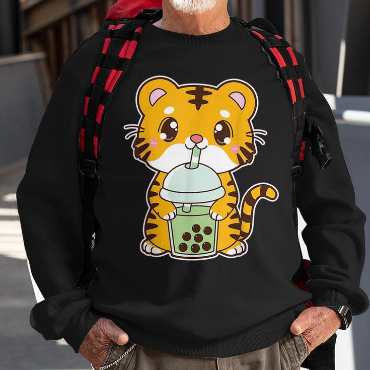Kawaii Cute Zodiac Boba Tiger Matcha Green Bubble Milk Tea Sweatshirt Gifts for Old Men