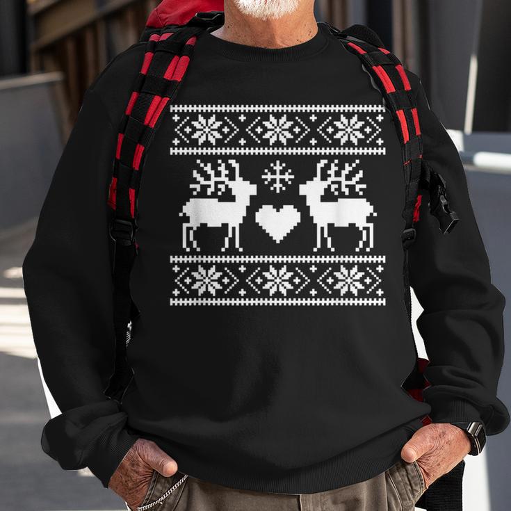 Knit Deer Ugly Christmas Sweater Style Sweatshirt Gifts for Old Men