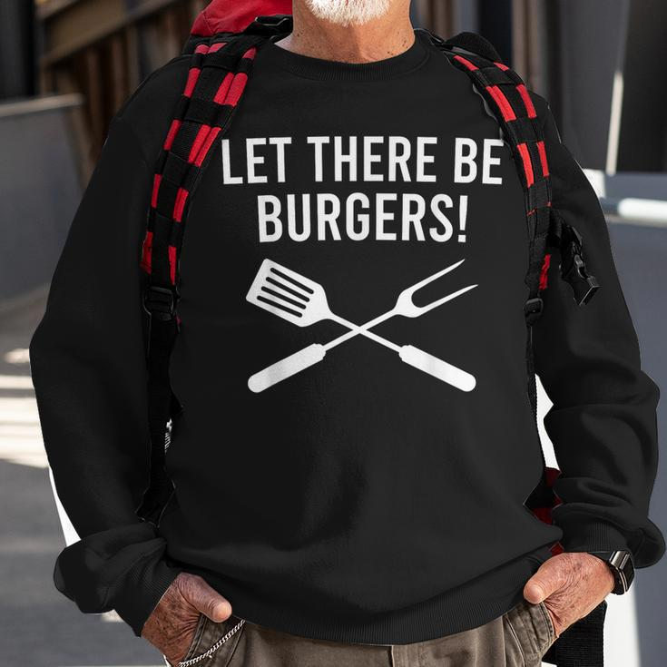 Let There Be Burgers Fork & Spatula Grilling Cookout Sweatshirt Gifts for Old Men