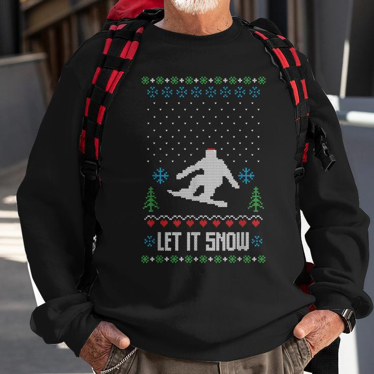 Let It Snow Ugly Christmas Apparel Snowboard Sweatshirt Gifts for Old Men