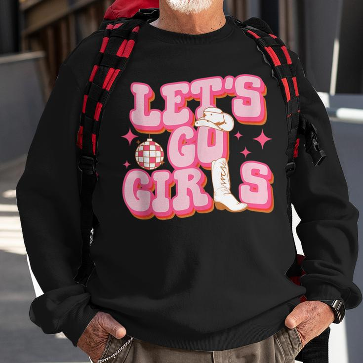 Lets Go Girls Cowboy Hat Cowgirl Boots Bachelorette Party Sweatshirt Gifts for Old Men
