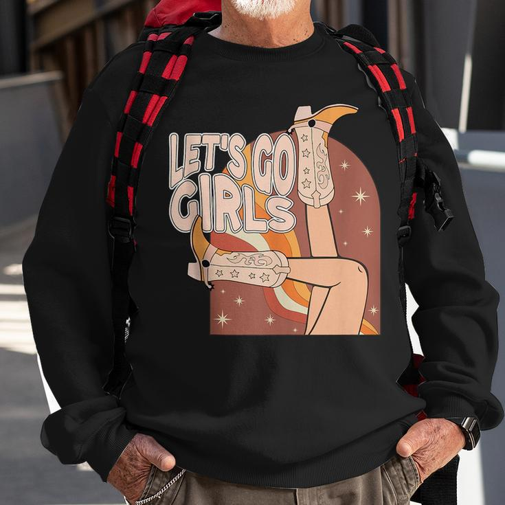 Lets Go Girls Cowgirl Boots Country Bachelorette Party Sweatshirt Gifts for Old Men