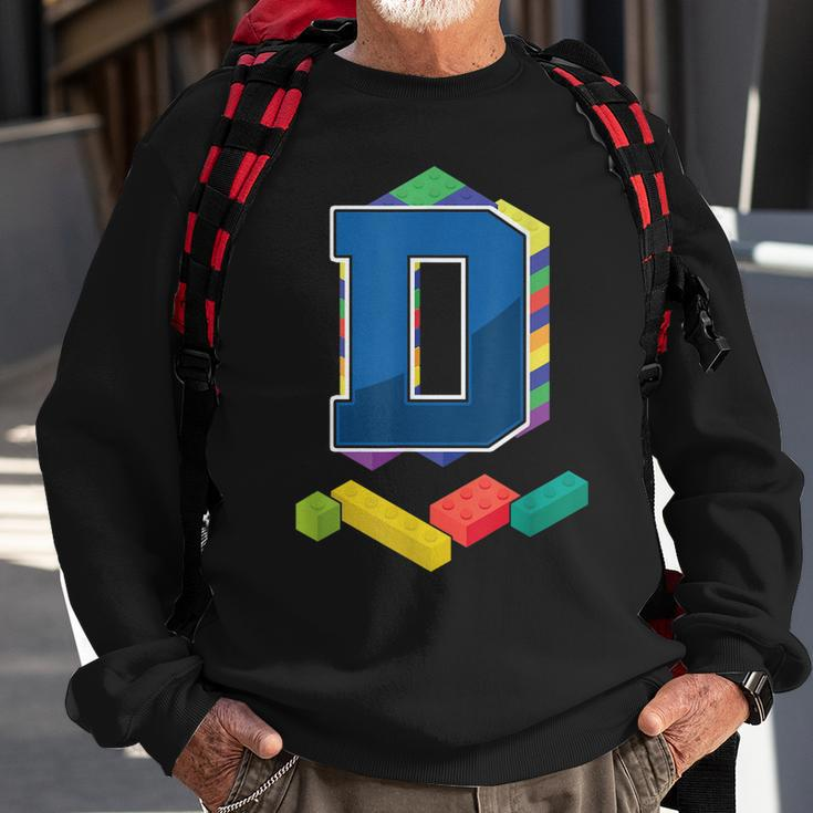Letter D Master Builder Alphabet Last Name Building Blocks Sweatshirt Gifts for Old Men