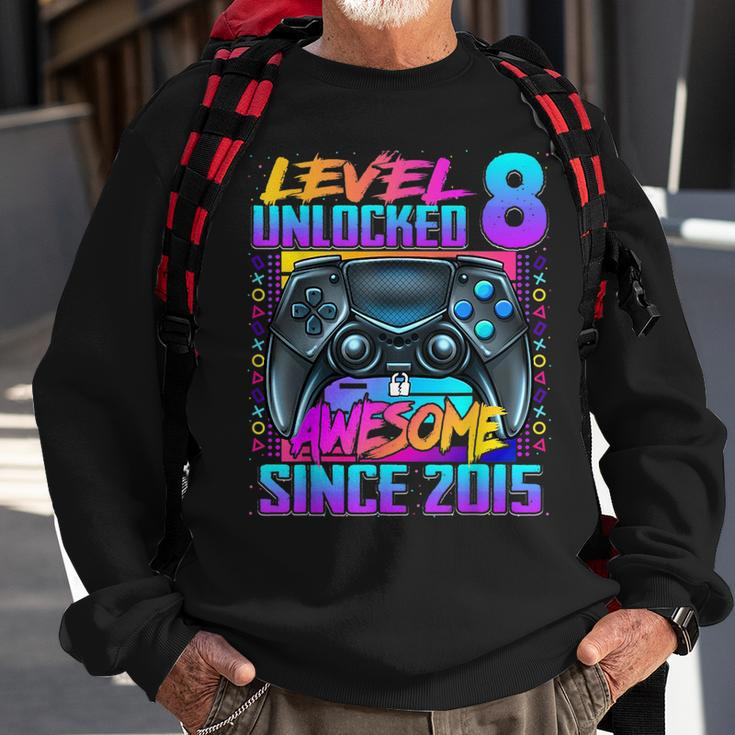 Level 8 Unlocked Awesome Since 2015 8Th Birthday Gaming Kids Sweatshirt Gifts for Old Men