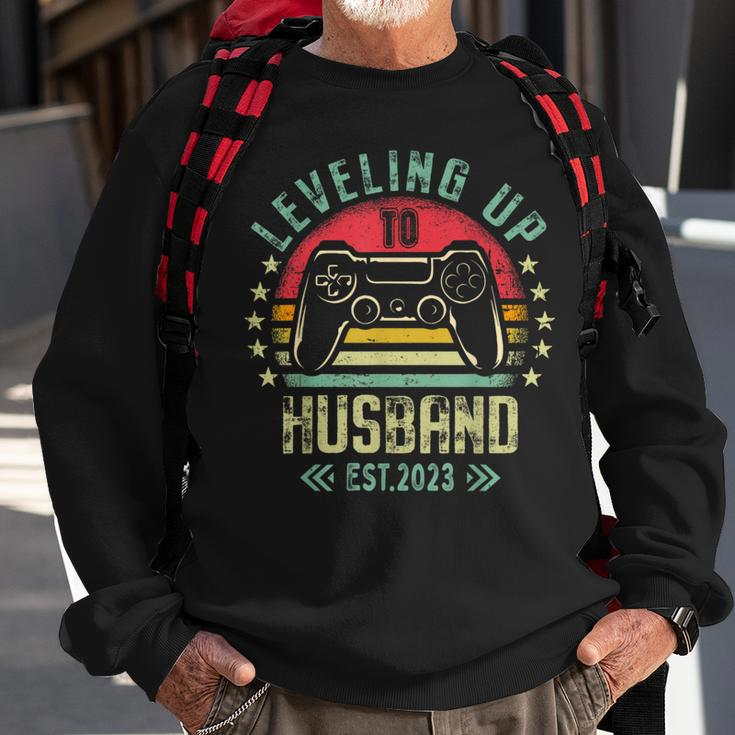 Leveling Up To Husband Level Unlocked Bachelor Party Grooms Sweatshirt Gifts for Old Men