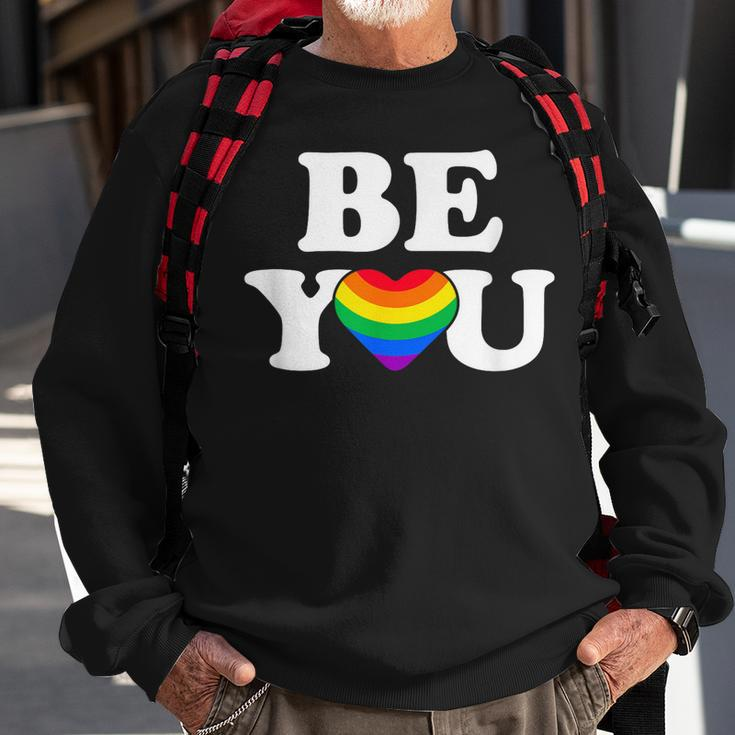 Lgbtq Be You Gay Pride Lgbt Ally Flag Retro Vintage Sweatshirt Gifts for Old Men