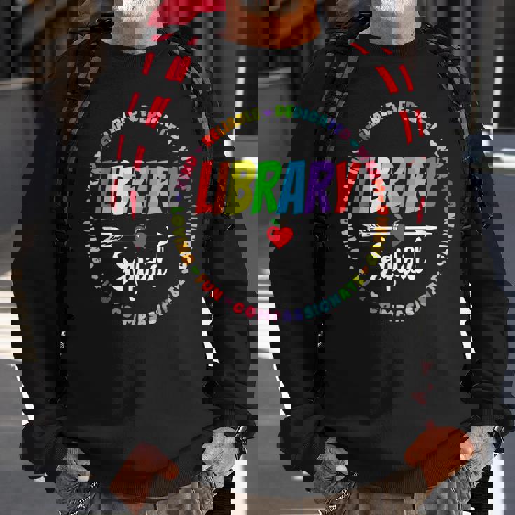 Library Squad Funny School Librarian Life Book Nerd Crew Sweatshirt Gifts for Old Men