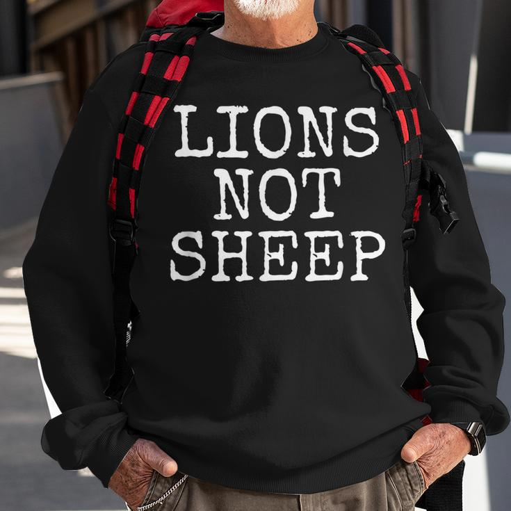 Lions Not Sheep Distressed Graphic Sweatshirt Gifts for Old Men