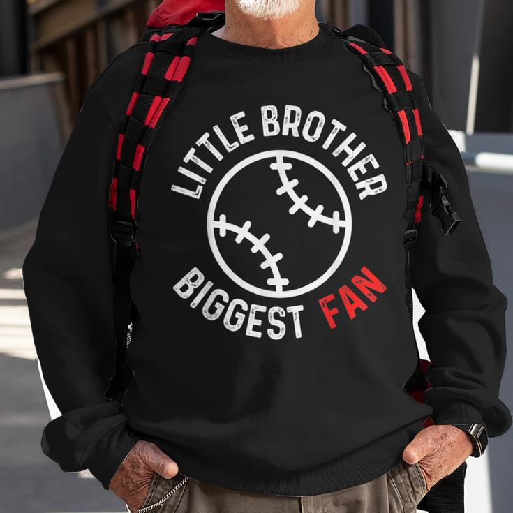 Little Brother Biggest Fan Baseball Season For Boys Game Day Sweatshirt Gifts for Old Men