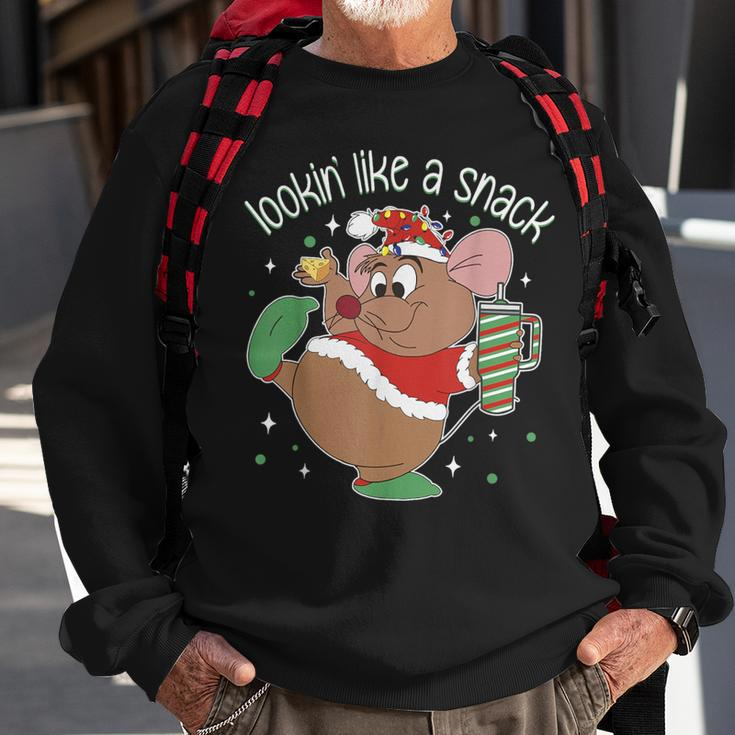 Looking Like A Snack Christmas Mouse Boujee Santa Xmas Sweatshirt Gifts for Old Men