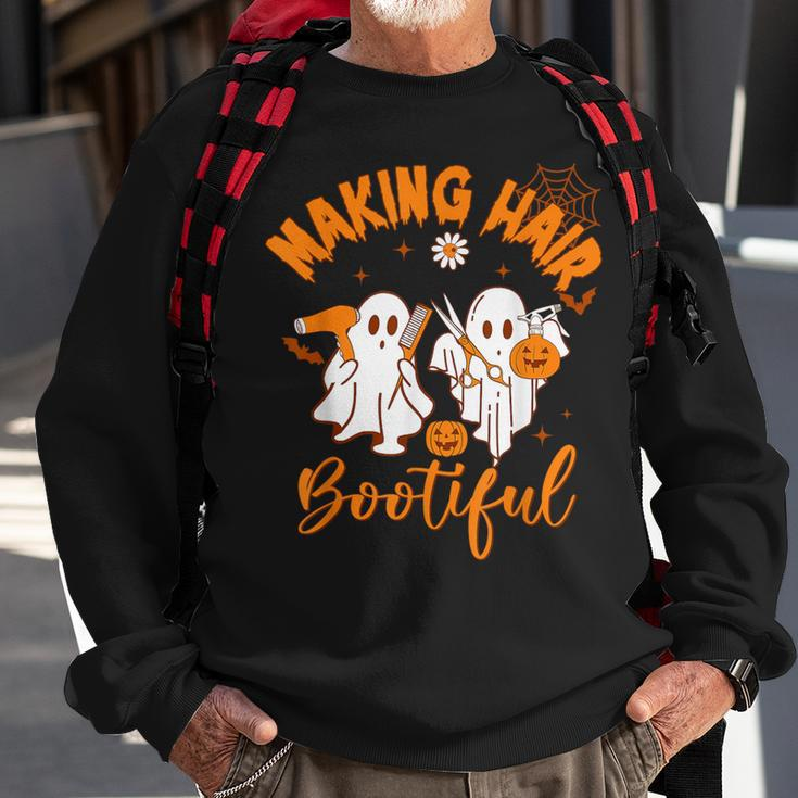 Making Hair Bootiful Ghost Hairdresser Hairstylist Halloween Sweatshirt Gifts for Old Men