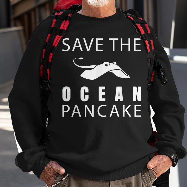 Manta Ray Save The Ocean Pancake Devilfish Sweatshirt Gifts for Old Men