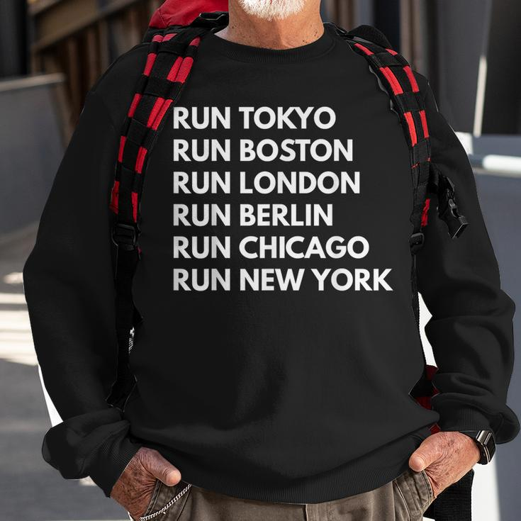 Marathon Majors Running Jog Motivational Sweatshirt Gifts for Old Men