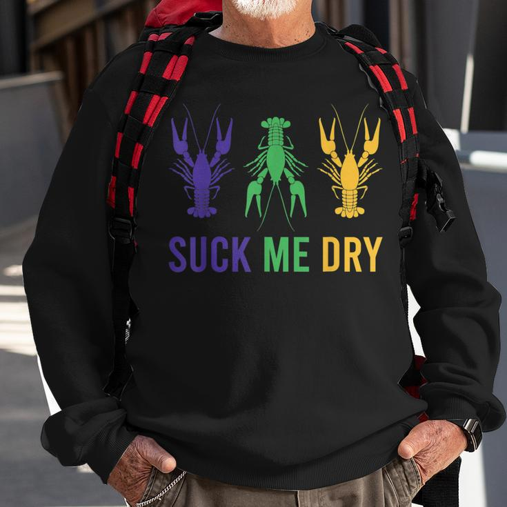 Mardi Gras Outfit Funny Suck Me Dry Crawfish Carnival Party Sweatshirt Gifts for Old Men