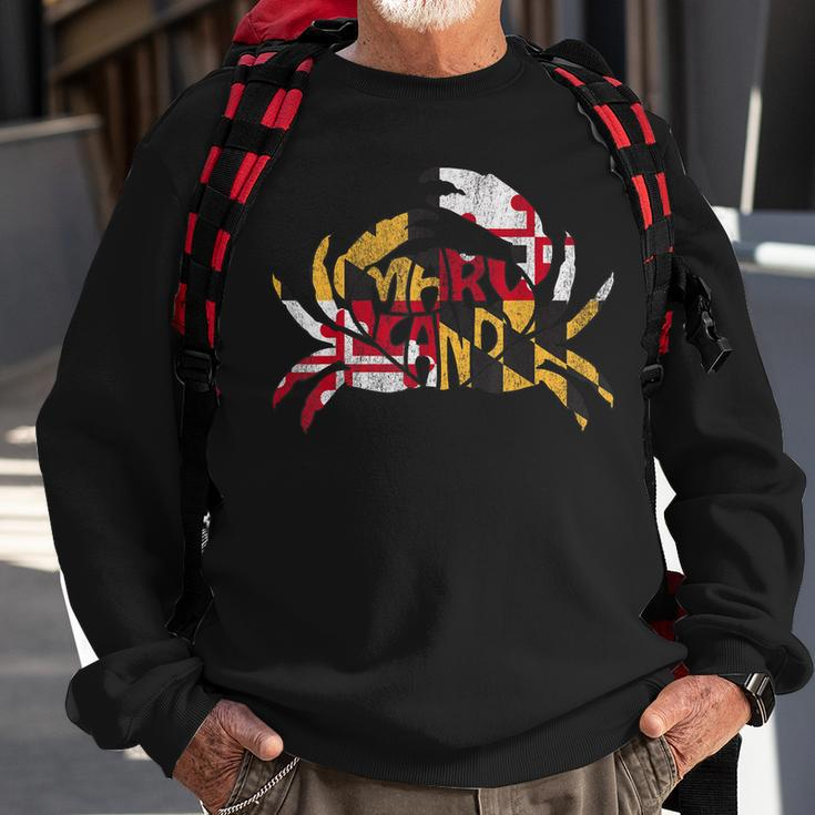 Maryland Blue Crab Flag Of Maryland Family Vacation Camping Sweatshirt Gifts for Old Men