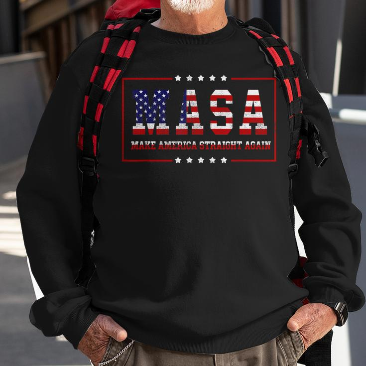 Masa Make America Straight Again America Flag 4Th Of July Sweatshirt Gifts for Old Men